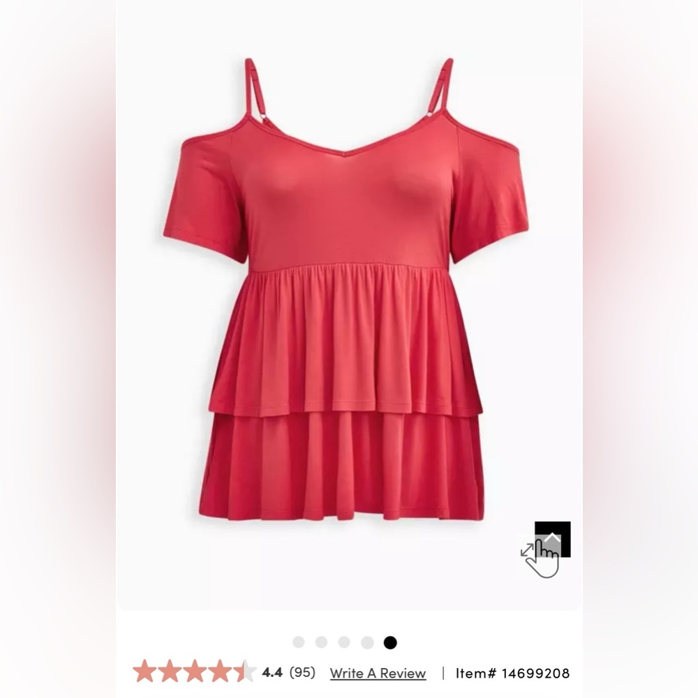 NWT Torrid Berry Color Babydoll Super Soft Cold Shoulder Top/ size 00 10 M-L